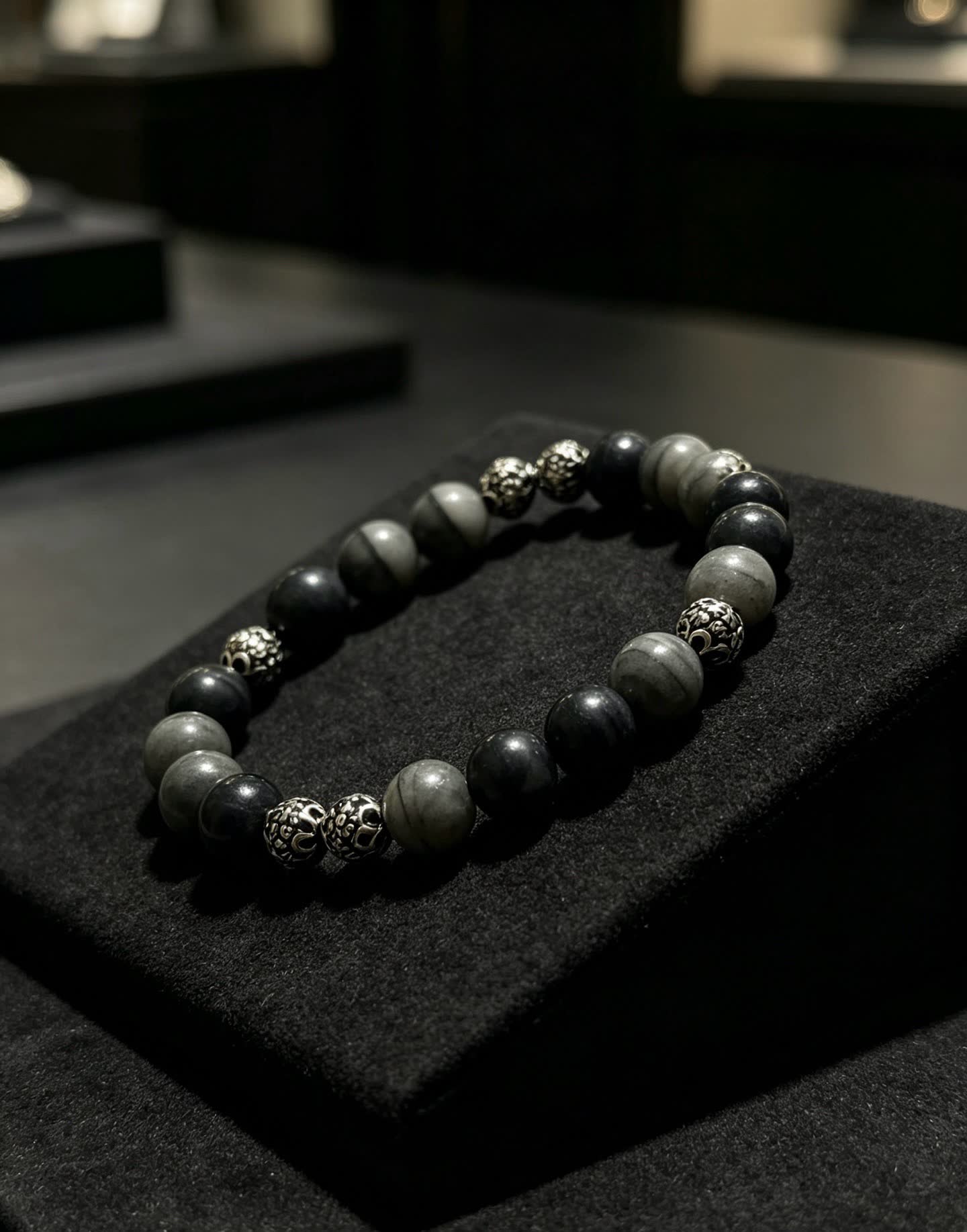 Chrome Hearts Beaded Bracelet with Silver Spacers